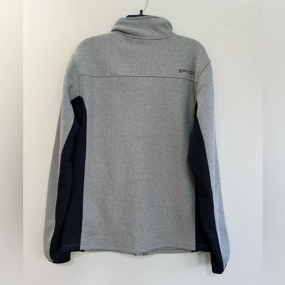 Spyder Men's Bandit Hybrid Full Zip Mid Layer Jacket, Grey/Black, M - Picture 4 of 9